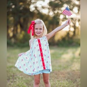 Be Girl Stars and Stripes Dress with American Flag Print EUC 4T